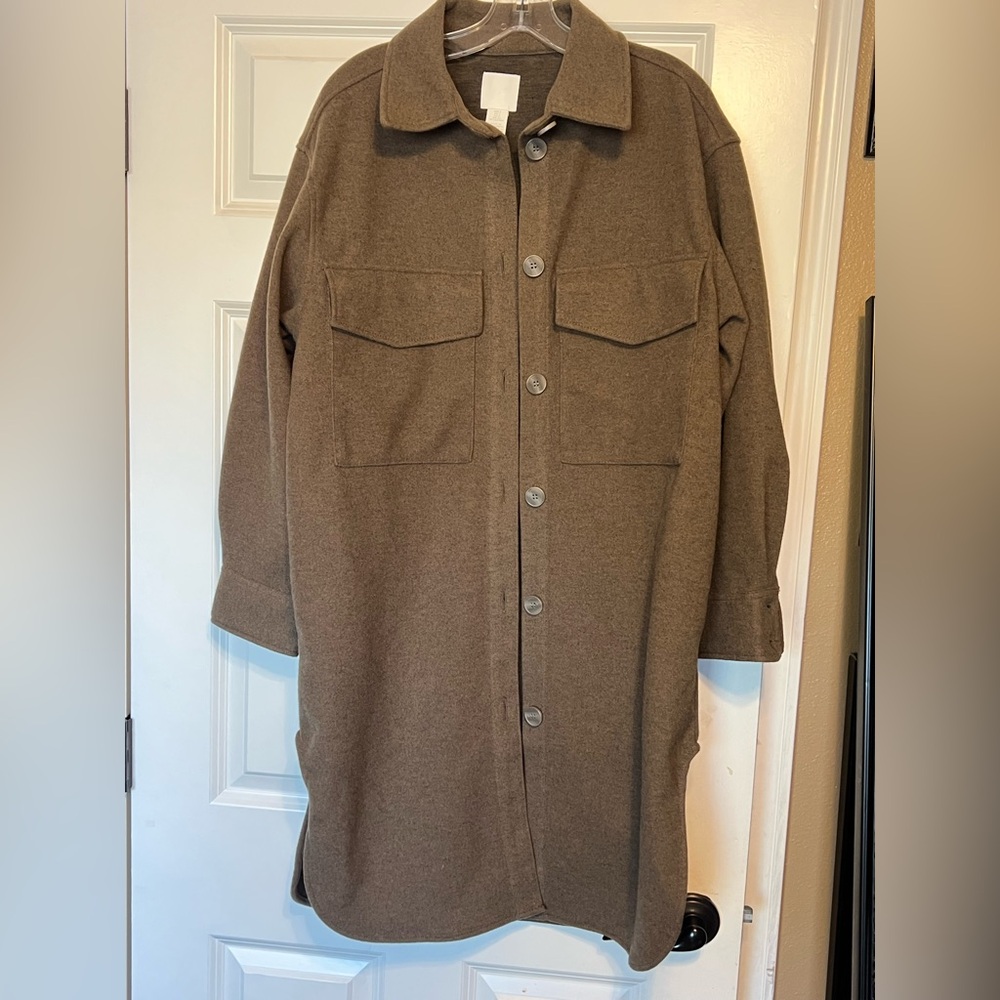 H&M Oversized Brown Wool-Blend Shacket